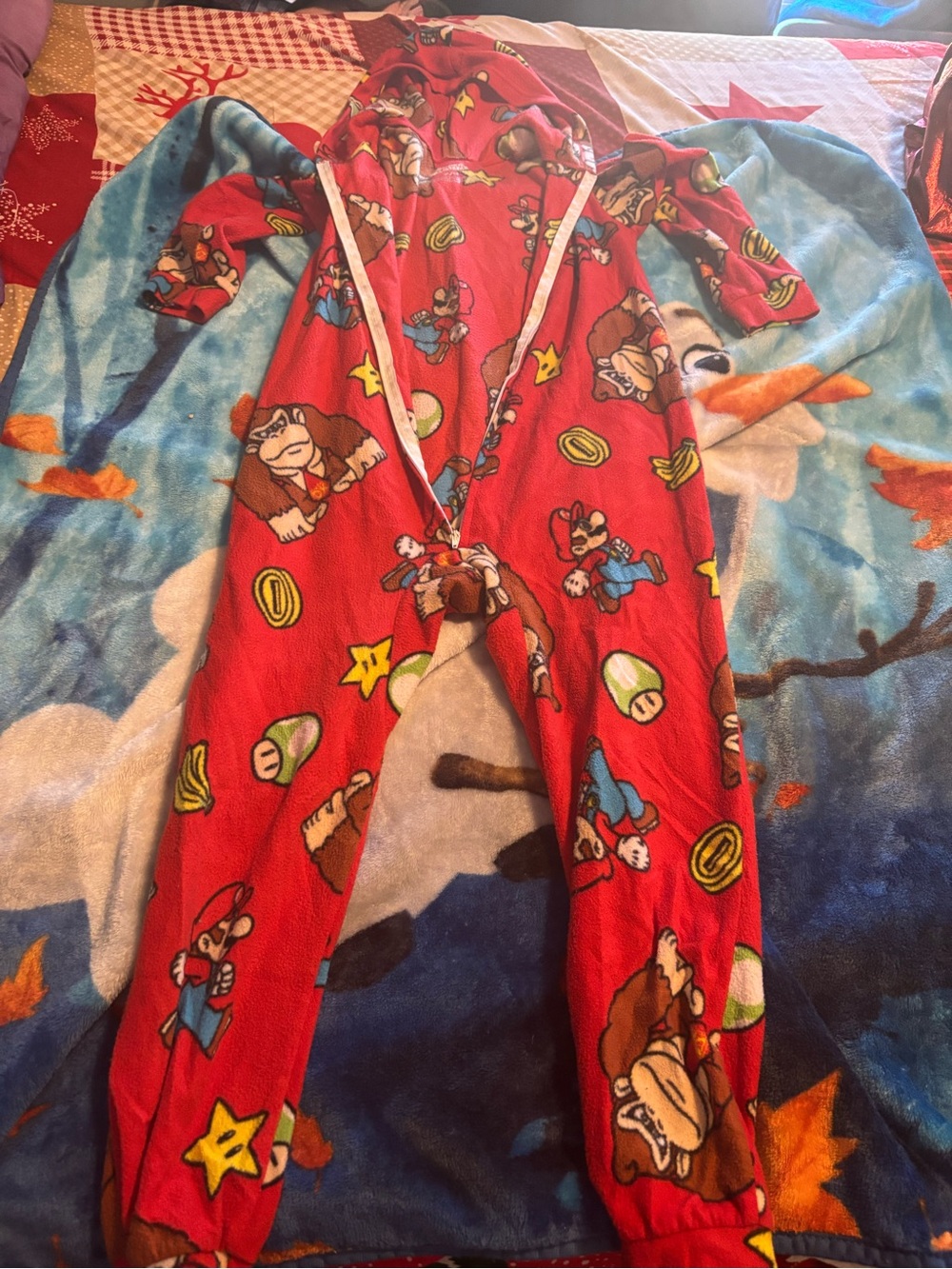 Red Super Mario Print Kids One-Piece Pajama free with paid item